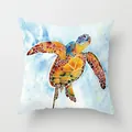 Artistic watercolor sea turtle decorative pillow cover for ocean themed home decor - Watercolor Turtle (TPR030-23) / 45x45CM (No Core)