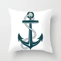 Nautical decorative pillow cover featuring a navy blue anchor and rope print on white. - Simple Navy Anchor (TPR030-24) / 45x45CM (No Core)