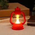 Piccola lanterna LED rossa retrò luce notturna per decorazione di feste e atmosfera - Ovale / Rosso