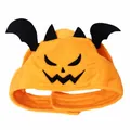 Orange pumpkin devil pet hat with bat wings and adjustable velcro strap - L / Orange Style with Wings / Orange