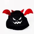 Schattige zwarte demon pluche huisdier hoed met rode hoorns voor katten en honden - L / Zwart & Wit Duivelsgezicht Stijl / Zwart
