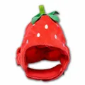 Soft plush strawberry shaped hat headwear for cats and small dogs, red festive pet accessory - Small / Strawberry Style / Red