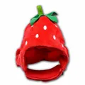 Soft plush strawberry shaped hat headwear for cats and small dogs, red festive pet accessory - Strawberry Style