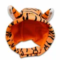 Tiger striped plush pet hat with cute ears and adjustable strap for cats and small dogs - Small / Tiger Style / Orange