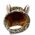 Plush leopard print animal ear hat for cats and small dogs pet costume accessory - Small / Leopard Print Style / Leopard Print