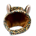 Plush leopard print animal ear hat for cats and small dogs pet costume accessory - Leopard Print Style