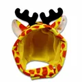 Cute giraffe pattern pet hat with black antlers for cats and small dogs - Small / Deer Style / Yellow
