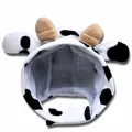 Cute cow print plush hat for small dogs and cats with soft horns - Small / Cow Style / Black and White Spots