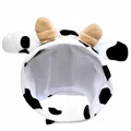 Cute cow print plush hat for small dogs and cats with soft horns - Cow Style