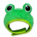 Adorable green plush frog hat for cats and small dogs with adjustable velcro strap - Small / Big Eyed Frog Style / Green