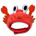 Adorable red plush crab shaped pet hat featuring cute eyes and claws for cats and small dogs - Crab Style