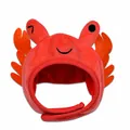 Soft red crab plush headwear with velcro strap for cats and small dogs costume accessory - Lobster Shape Style