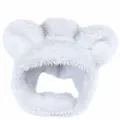 Soft white plush panda pet headwear with cute round ears for cats and small dogs - Small / Tricolor Bear White Style / White