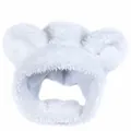 Soft white plush panda pet headwear with cute round ears for cats and small dogs - Tricolor Bear White Style
