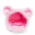 Cozy pink plush bear ear hat accessory for small dogs and cats pet costume headwear - Small / Tricolor Bear Pink Style / Pink