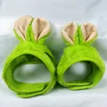 Soft green plush rabbit ear pet hats for small dogs and cats, two size variants available - Small / Furry Rabbit Green Style / Green