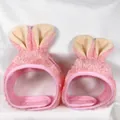 Pink plush bunny ear headbands for cats and small dogs with adjustable straps - Small / Furry Rabbit Pink Style / Pink
