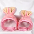 Pink plush bunny ear headbands for cats and small dogs with adjustable straps - Furry Rabbit Pink Style