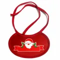 Festive red Christmas pet bib with cute Santa Claus print and adjustable neck strap - Small / Christmas Bib / Red