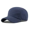 Detailansicht der dunkelblauen schnelltrocknenden 5-Panel-Outdoor-Campingmütze in Blau - Verstellbar / Navy Stil 3