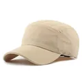 Seitenansicht einer minimalistischen, beigen 5-Panel-Outdoor-Kappe, schnelltrocknend. - Verstellbar / Khaki Stil 3