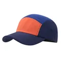 Farbblock-5-Panel-Baseballkappe in Marineblau und Orange aus schnelltrocknendem Stoff - Verstellbar / Blau Stil 2
