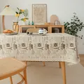 Nappe rectangulaire beige style vintage français avec bordure en dentelle - 60*60cm / Style Tour et Couronne (Avec Dentelle)