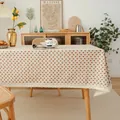 Nappe de style pastoral à motif fraises avec bordure en dentelle pour la salle à manger - 140*220cm / Fraise Beige Dentelle