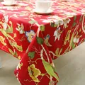Pastoral red tablecloth featuring elegant floral and bird prints for home dining decoration. - 60x60cm / Red Bird Pattern (No Fringe)