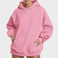 Sudadera con capucha rosa oversize para mujer con bolsillo canguro y hombros caídos - 3XL / Tops / Rosa