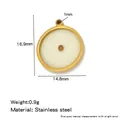 Detailed dimensions and weight of gold-toned stainless steel mustard seed pendant - Round Single Hole / Gold