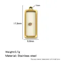 Detailed view of a gold stainless steel mustard seed pendant with size dimensions. - Rectangular Single Hole / Gold