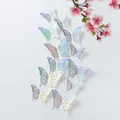 3D irisierende hohle Schmetterlings Wandaufkleber in verschiedenen Größen für Deko - 3D Laser Schmetterling BL16 / 12er Set / Laser Silber