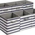 Set van 6 grijs-wit gestreepte stoffen opbergmanden voor kastorganisatie en opslag - 23*21*11CM (6 Stuks/Verpakking) / Grijs Gestreept