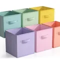 Set van opvouwbare kleurrijke stoffen opbergboxen in pasteltinten voor de organisatie - Set van 6 (27*27*28CM) / Set van 6 kleuren