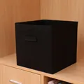 Caja de almacenamiento negra plegable de tela no tejida para ropa en armario de madera. - 28*28*28CM / Negro