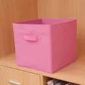 Caja de almacenamiento plegable de tela no tejida rosa con asa para el armario - 28*28*28CM / Rosa