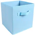 Caja de almacenamiento plegable de tela no tejida azul claro con asa para el armario - 28*28*28CM / Azul cielo