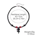 Halloween kralenketting met zwarte roos hanger, rode kralen en verlengketting - Zwart (Bloemenhanger)