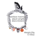 Verstelbare Halloween bandana ketting met hangers van pompoen, spook en vleermuis - Zwart-wit Schedel Sjaalstijl