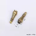Retro antique bronze alloy bolo tie cord end tips shown with weight and dimensions - D1 Style / Bronze
