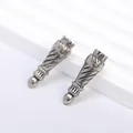 Vintage silver alloy Bolo tie cord ends with spiral design for DIY jewelry necklace - D1 Style / Silver Black Oil
