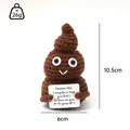Detalle de muñeco de ganchillo Positive Poo hecho a mano con altura de 10,5 cm e información - Caca (Marrón Café)
