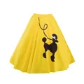 Jupe trapèze jaune de style vintage avec imprimé caniche noir classique pour femmes - 2XL / Bottoms / Jaune