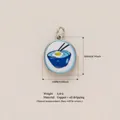 Kreativer blauer Schüssel-Anhänger für DIY-Schmuck aus Kupfer und hochwertiger Emaille - Spiegelei / 14x20mm