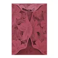 Detailed view of intricate laser-cut floral patterns on elegant burgundy invitation card - Dark Red