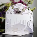 Elegante invito di nozze bianco tagliato al laser con un motivo floreale traforato - Bianco