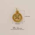 Ciondolo a bottone in acciaio inossidabile dorato, largo 10 mm e alto 12,1 mm, con misure. - Solo Pendente (Senza Catena) - Bottone