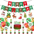 Vue détaillée du kit de décoration de Noël avec bannières et ballons - Set de Décoration de Noël Combiné 4 (Set Complet)