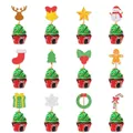 Guide de dimensions détaillé pour 12 styles uniques de décorations de cupcakes de Noël - 12 Pièces Cake Toppers de Noël